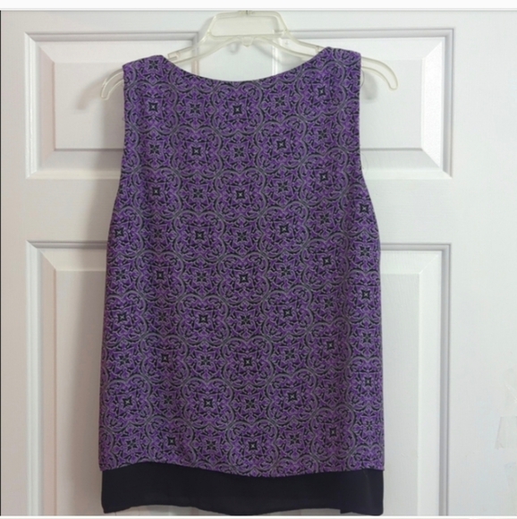 Summer Top purple black print sleeveless Casual to dressy Lightweight top - Picture 4 of 11